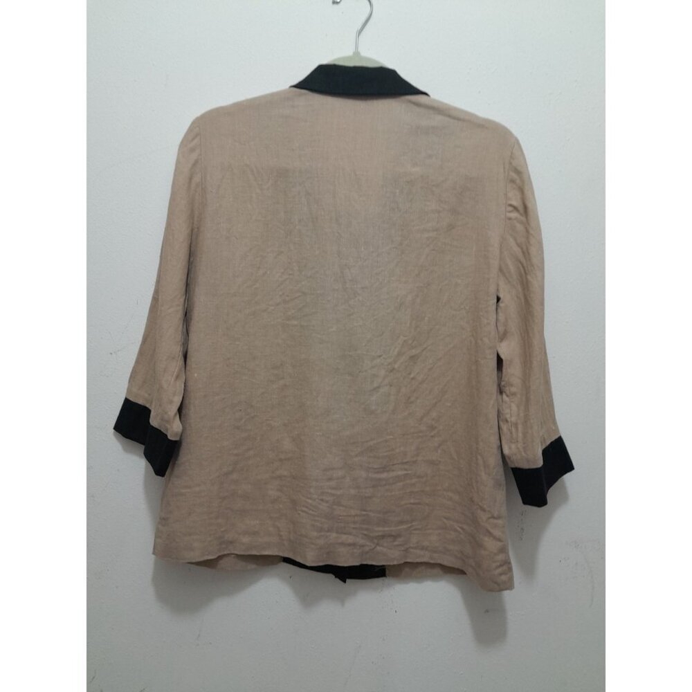 VTG Pine Cove Womens Relax India Lightweight Linen Tunic Top Tan Black Size 6 - Picture 5 of 7